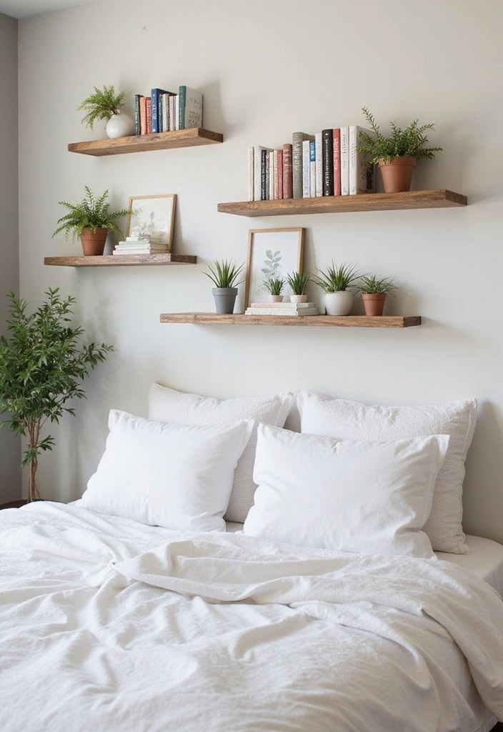 21 Bedroom Transformations Under $100 (Wait Until You See #9!) - 13. DIY Floating Shelves