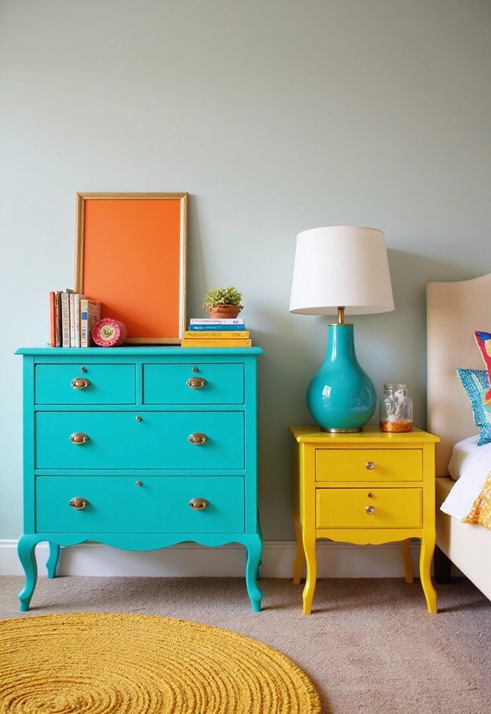 21 Bedroom Transformations Under $100 (Wait Until You See #9!) - 16. Bold Furniture Colors